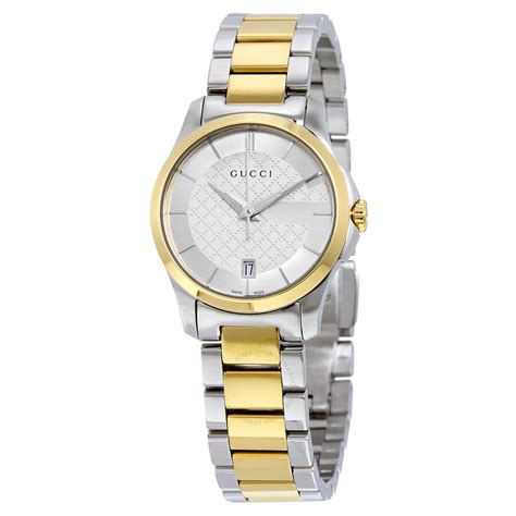 gucci g timeless silver dial two tone ladies watch|Gucci g timeless diamond watch.